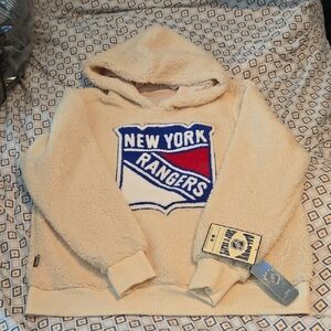 NHL New York Rangers Cream Sherpa Hoodie Nwt